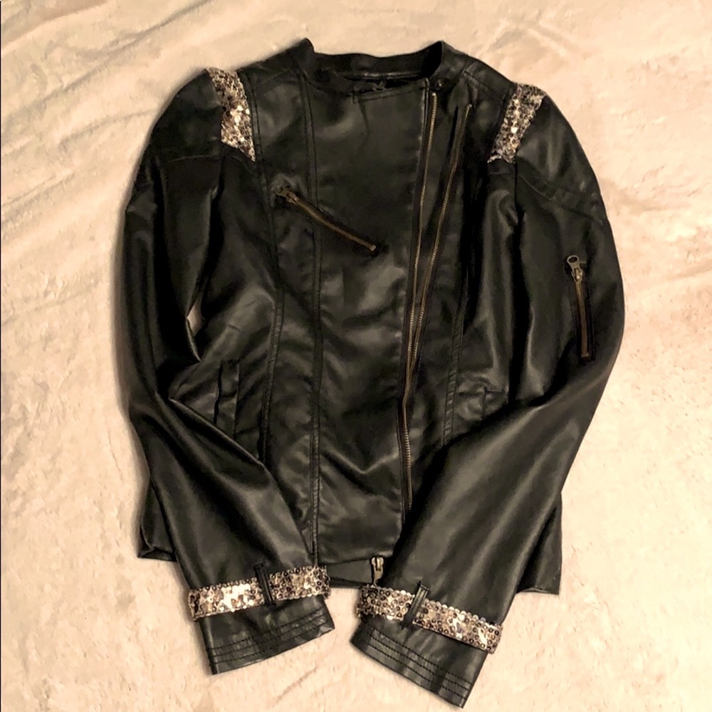 BKE faux leather jacket with sequins Size Small
